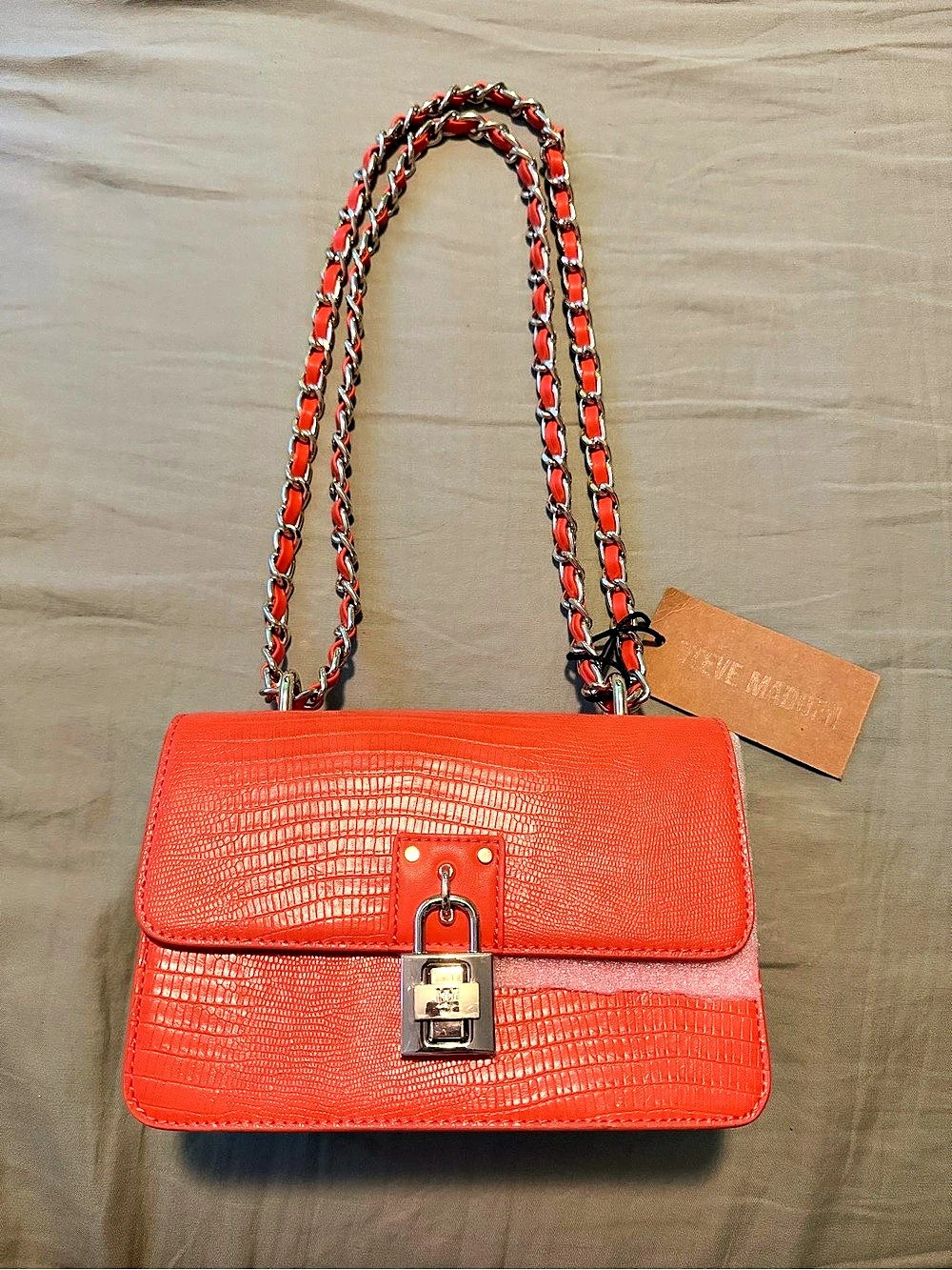 Steve Madden Orange Chain Shoulder Bag
